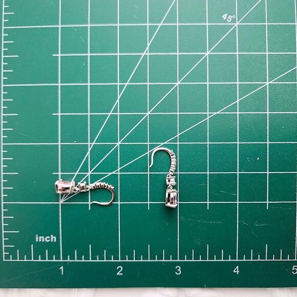 Oval Cut Pink Diamond Earrings with Clear White Baguette Diamond… - Picture 7 of 7